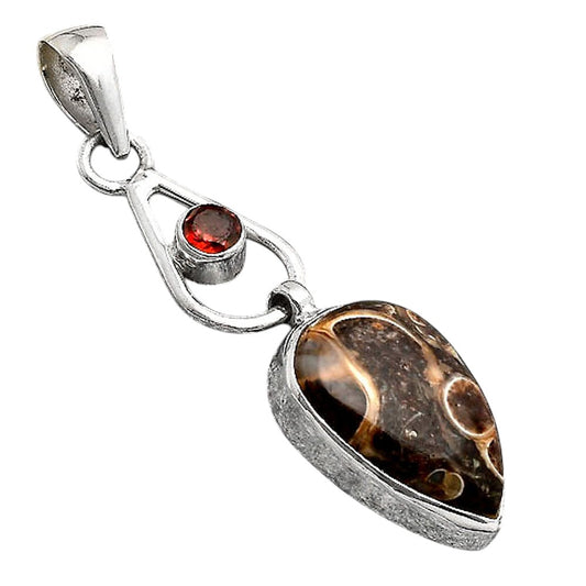 Turtella Jasper - USA and Garnet Pendant P-1589 SDP155126