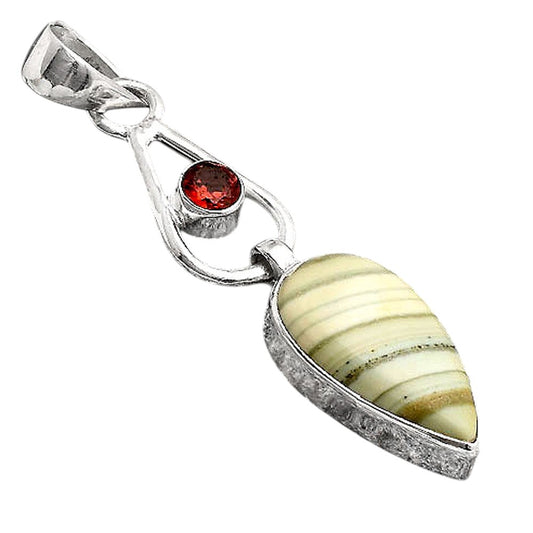 Natural Saturn Chalcedony and Garnet Pendant P-1589 SDP155127