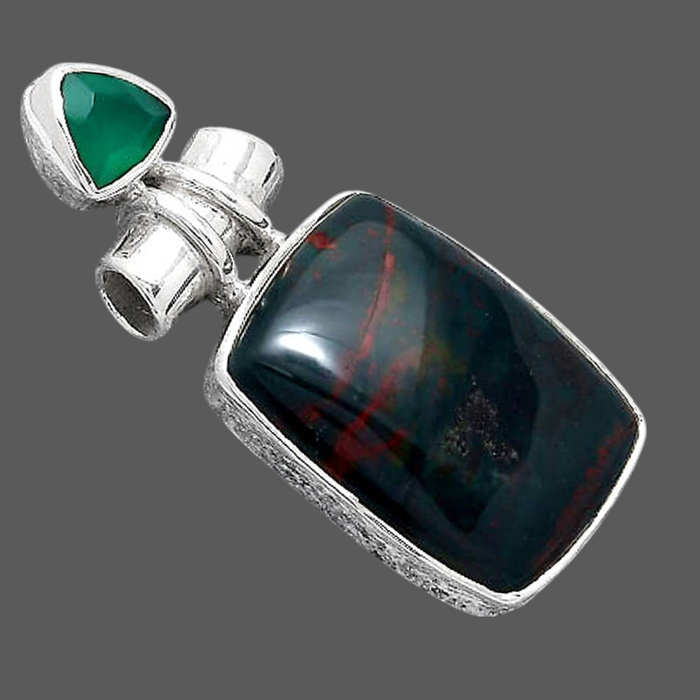 Blood Stone - India and Green Onyx Pendant P-1159 SDP155134