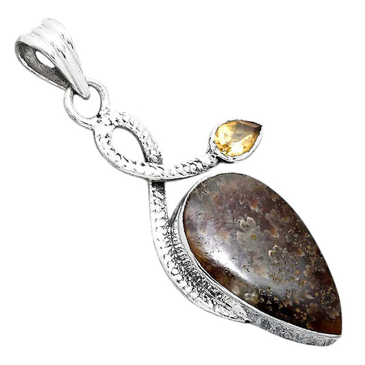 Natural Sutured Ammonite and Citrine Pendant P-1111 SDP155146