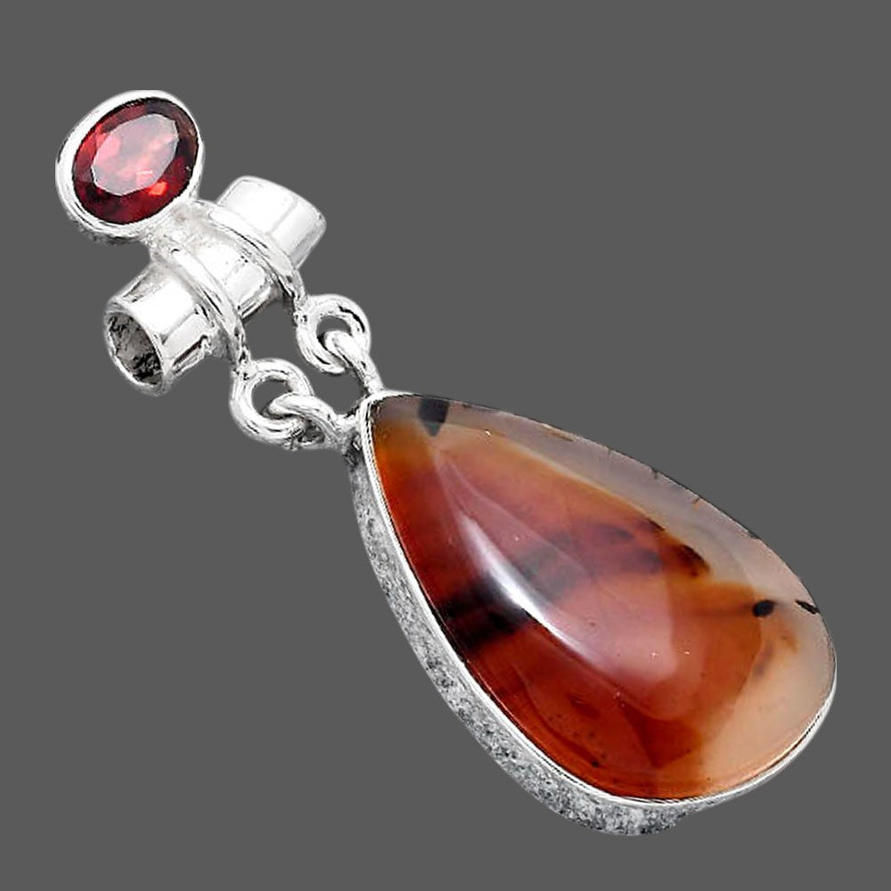 Natural Montana Agate USA and Garnet Pendant P-1276 SDP155199