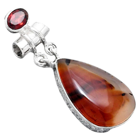 Natural Montana Agate USA and Garnet Pendant P-1276 SDP155199