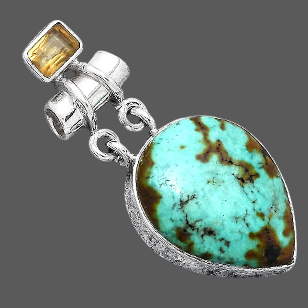 Lucky Charm Tibetan Turquoise & Citrine Pendant P-1276 SDP155206