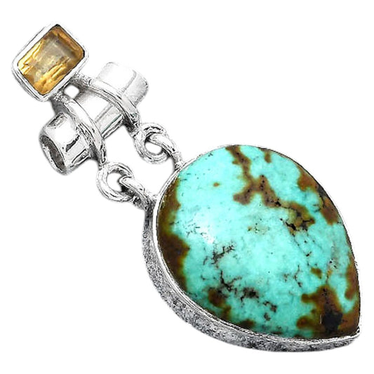 Lucky Charm Tibetan Turquoise & Citrine Pendant P-1276 SDP155206