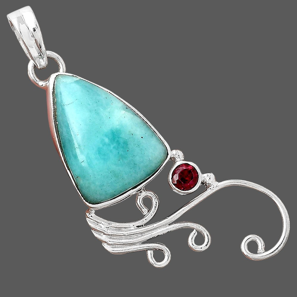 Natural Paraiba Amazonite and Garnet Pendant P-1007 SDP155210