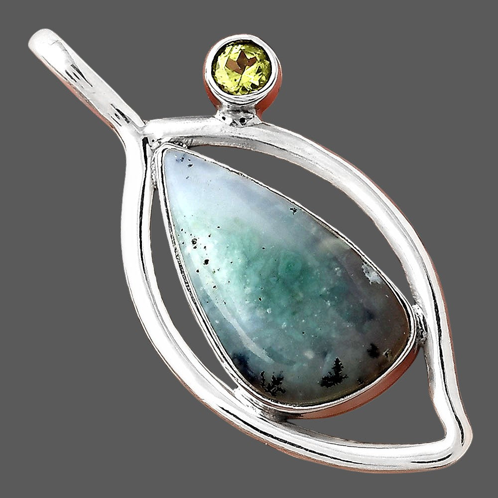 Dendritic Chrysoprase Africa and Peridot Pendant P-1640 SDP155347