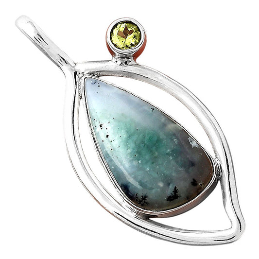 Dendritic Chrysoprase Africa and Peridot Pendant P-1640 SDP155347