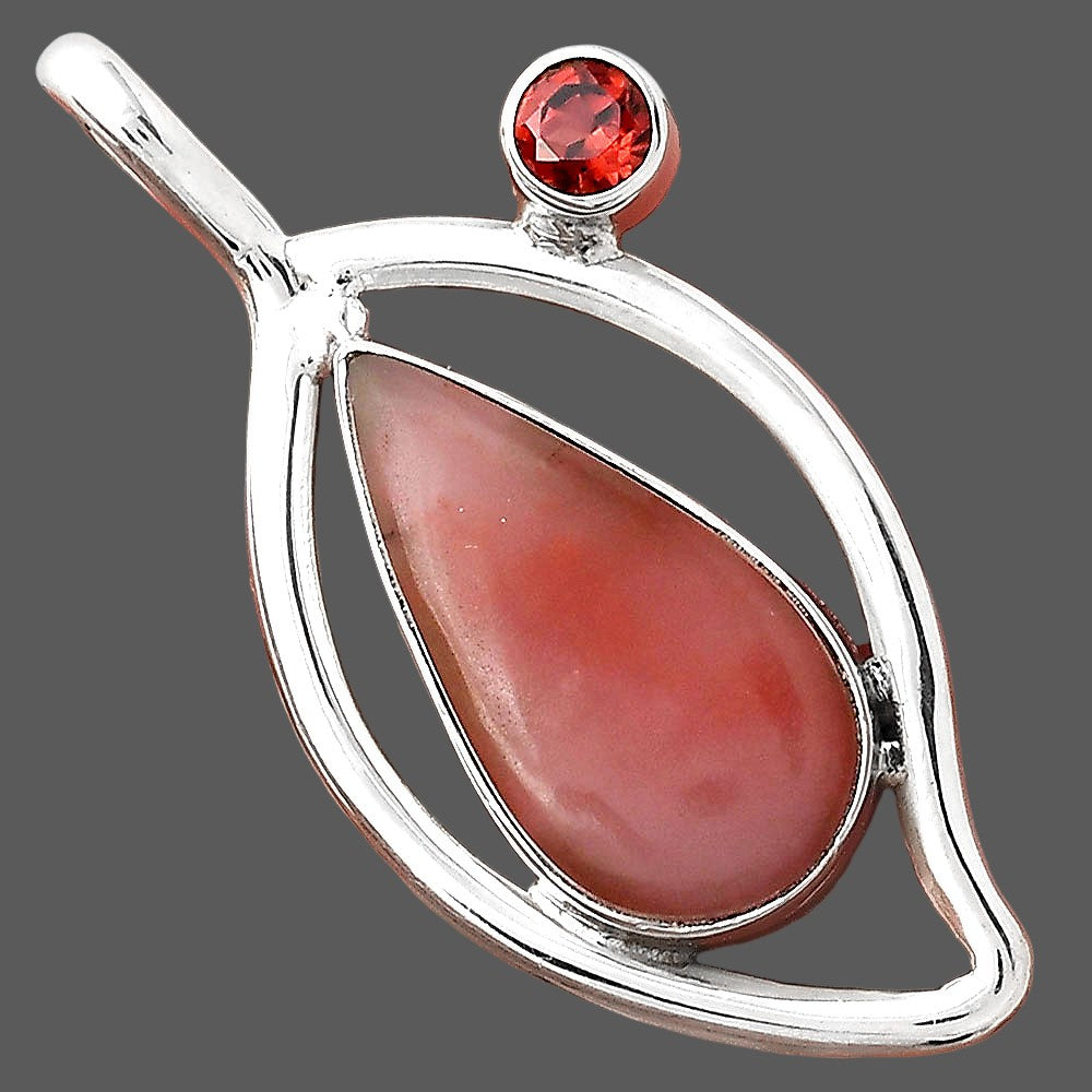 Guava Quartz - Brazil and Garnet Pendant P-1640 SDP155357