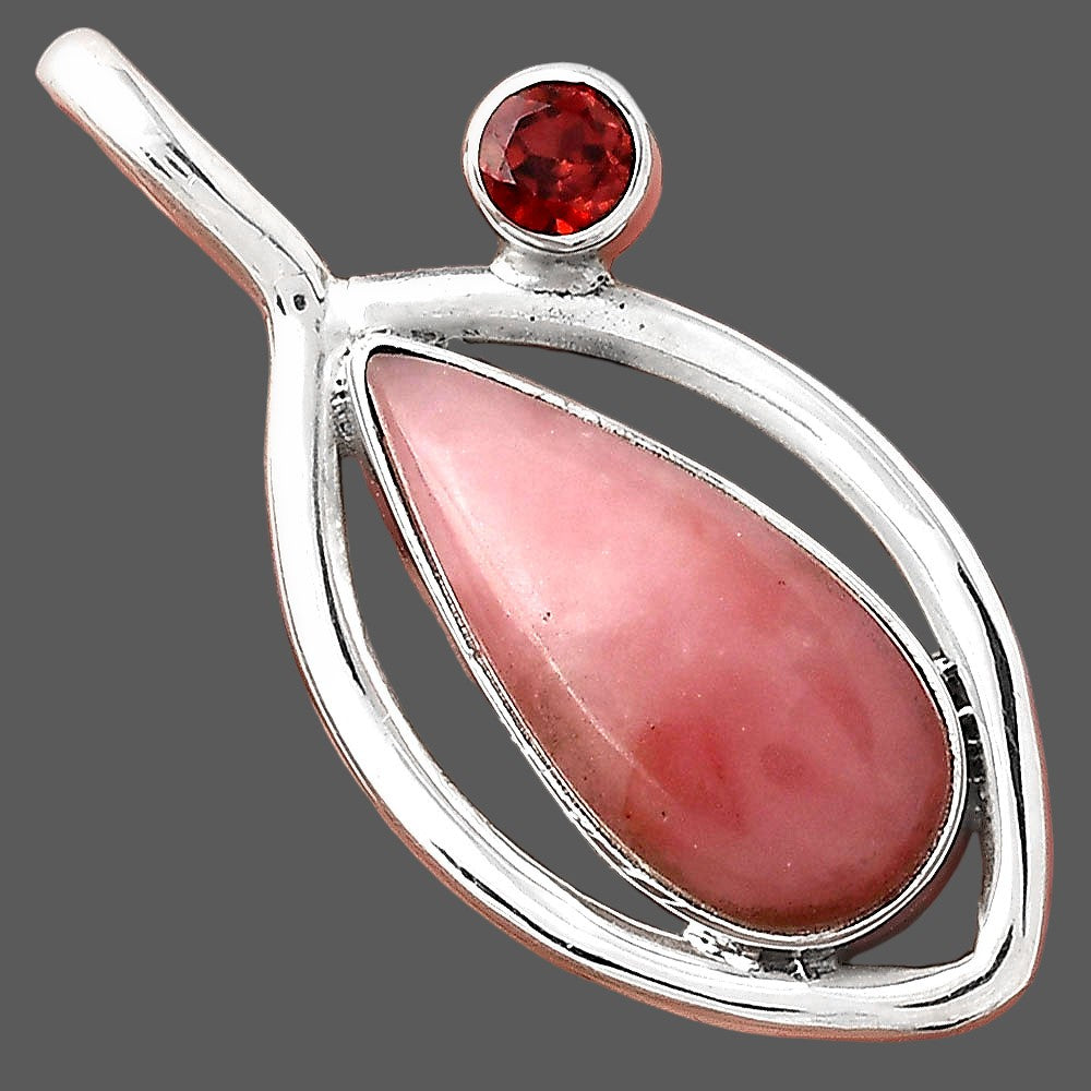 Guava Quartz - Brazil and Garnet Pendant P-1640 SDP155358