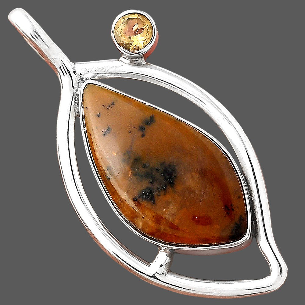 Natural Amethyst Sage Agate and Citrine Pendant P-1640 SDP155363