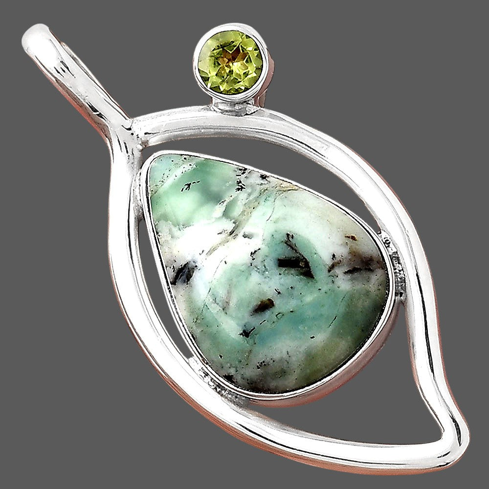 Dendritic Chrysoprase Africa and Peridot Pendant P-1640 SDP155364