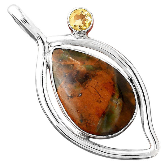 Turkish Rainforest Chrysocolla and Citrine Pendant P-1640 SDP155366