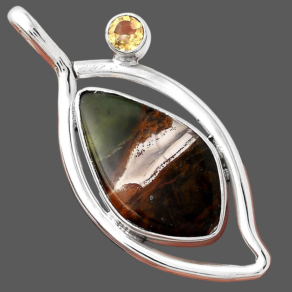 Turkish Rainforest Chrysocolla and Citrine Pendant P-1640 SDP155369