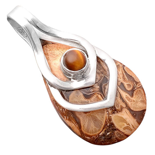 Natural Rock Calcy and Tiger Eye Pendant P-1562 SDP155383