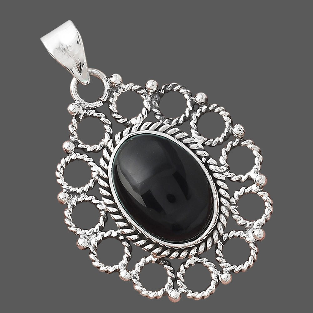 Natural Black Onyx - Brazil Pendant P-1009 SDP155424