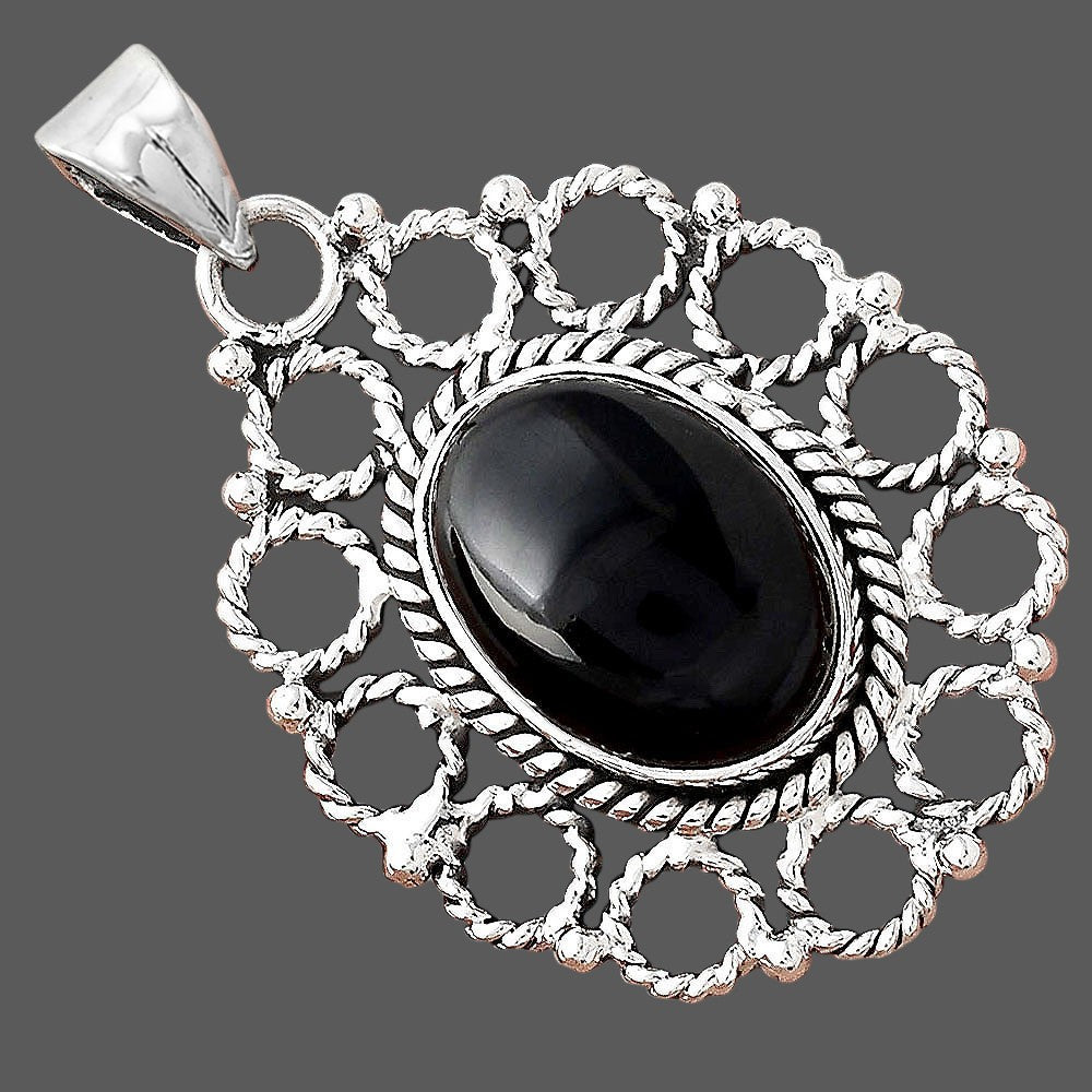 Natural Black Onyx - Brazil Pendant P-1009 SDP155462