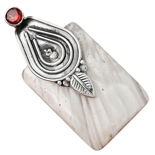 Natural White Scolecite and Garnet Pendant P-1584 SDP155479
