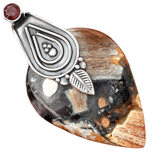 Natural Tabu Jasper and Garnet Pendant P-1584 SDP155486