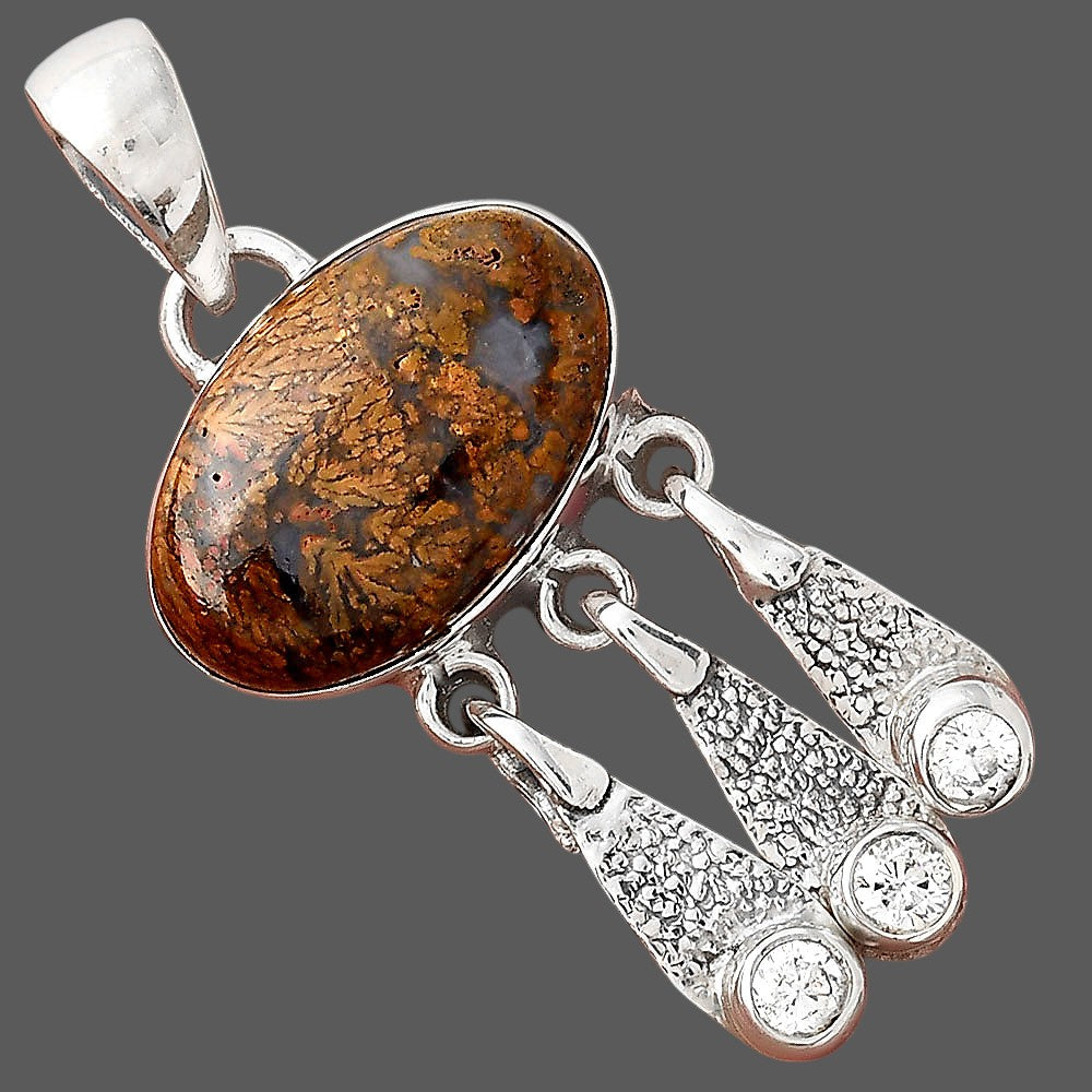 Natural Red Moss Agate and Zircon Pendant P-1468 SDP155488