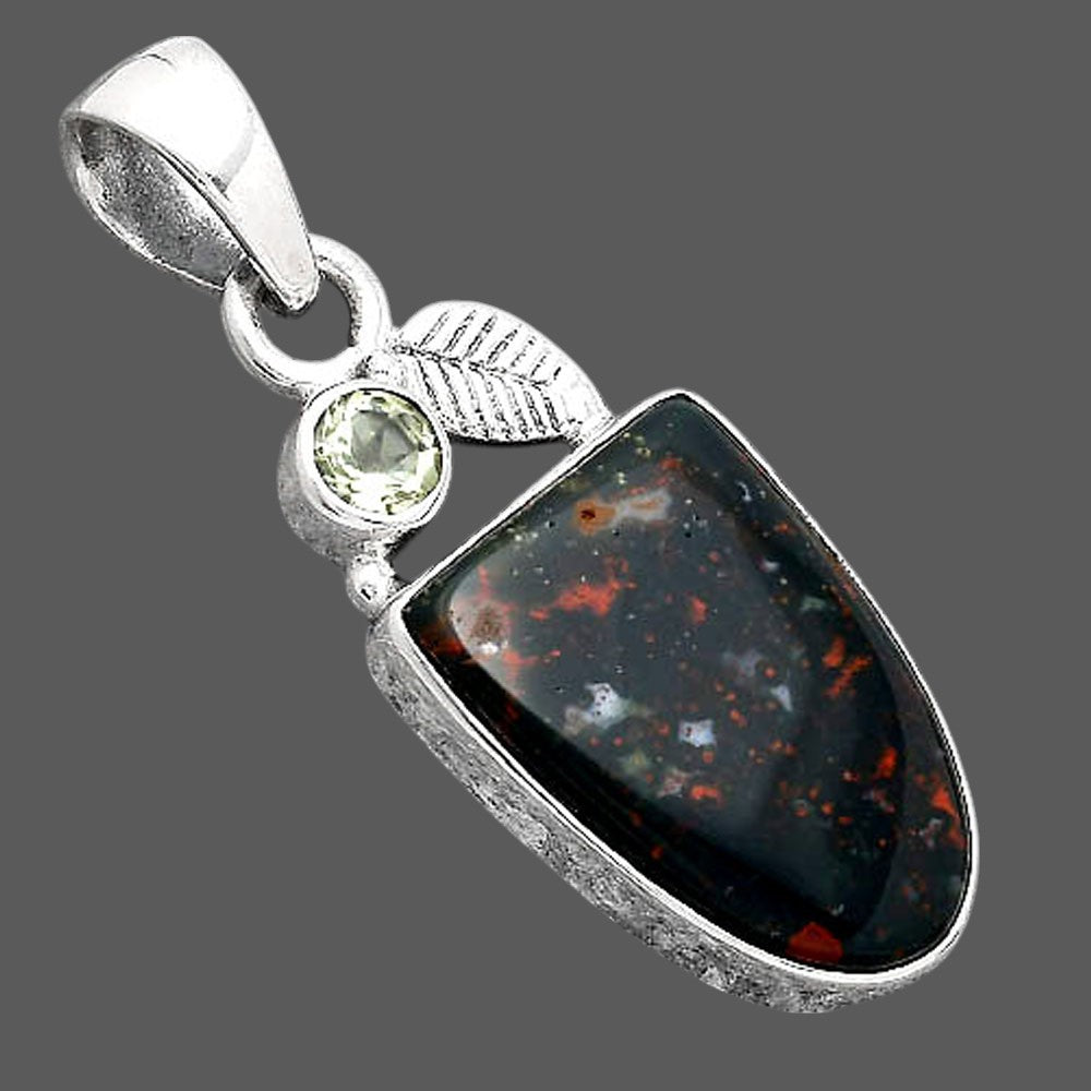 Blood Stone - India and Prasiolite Pendant P-1652 SDP155579