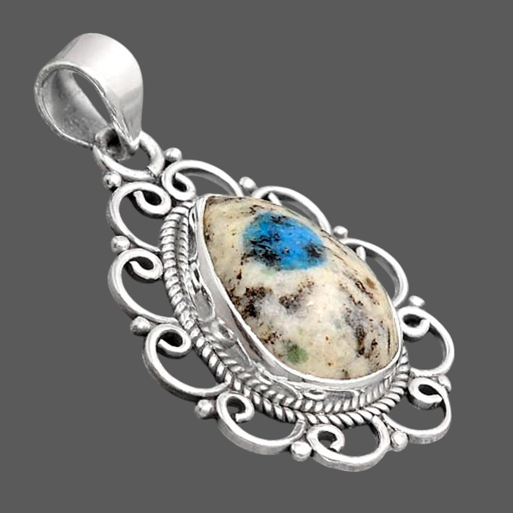 Natural K2 Blue - Azurite In Quartz Pendant P-1699 SDP155828