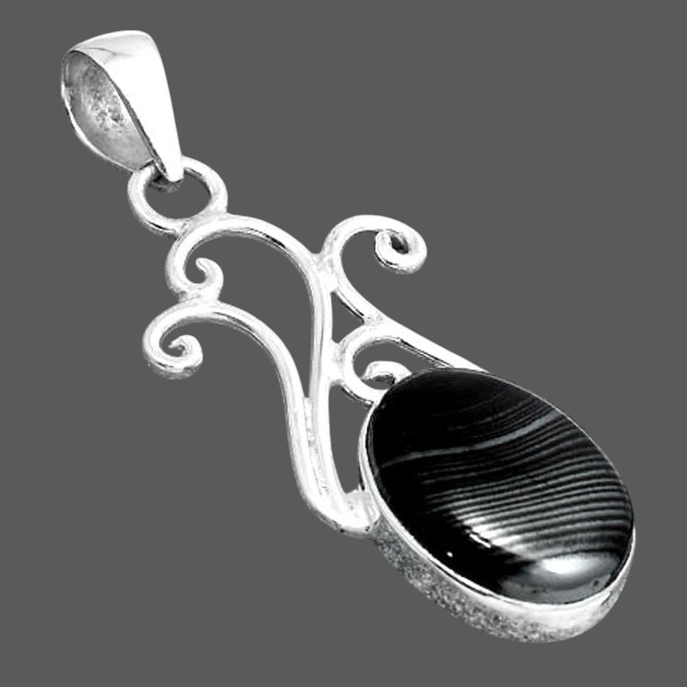 Crown Of Silver Psilomelane - Black Malachite Pendant P-1358 SDP155855