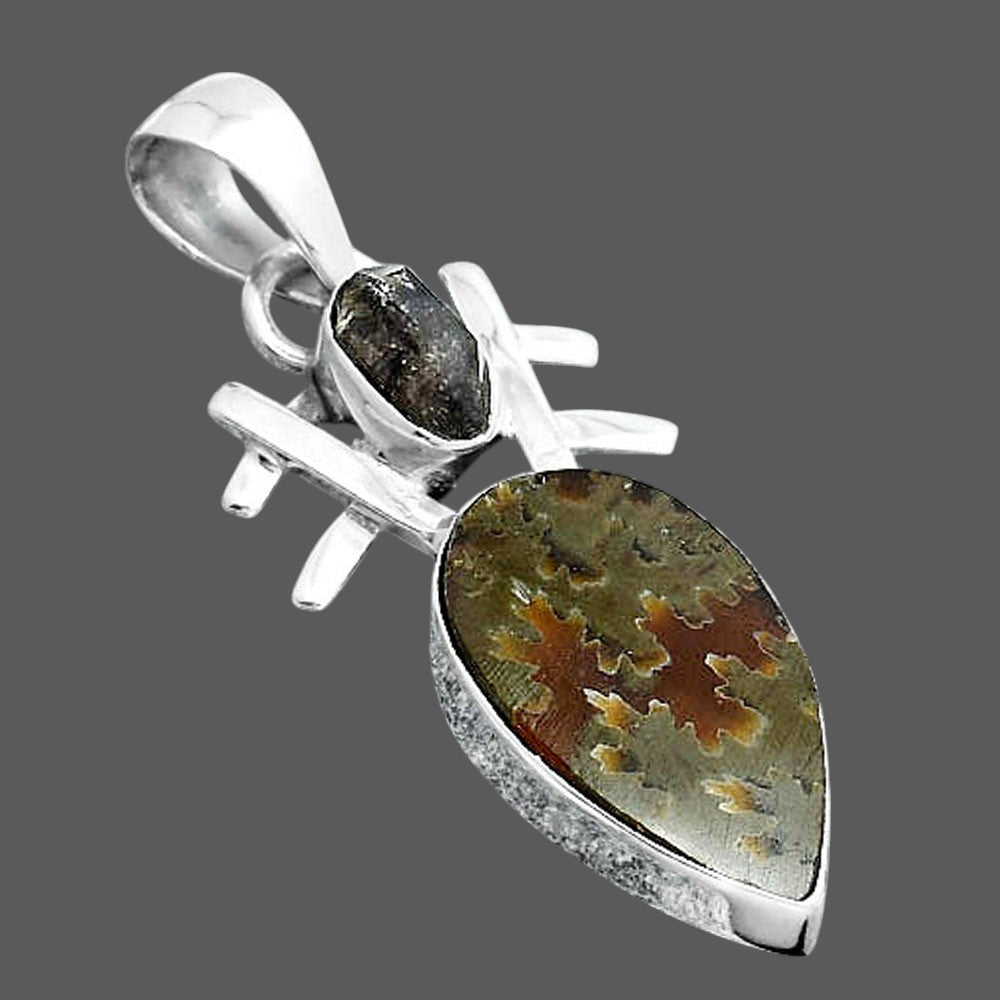 Sutured Ammonite and Herkimer Diamond Pendant P-1046 SDP155866