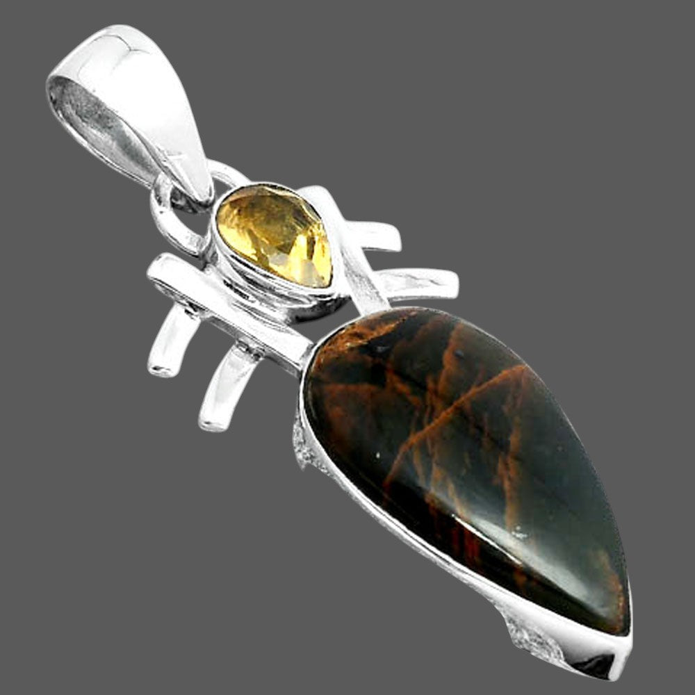 Turkish Rainforest Chrysocolla and Citrine Pendant P-1046 SDP155870