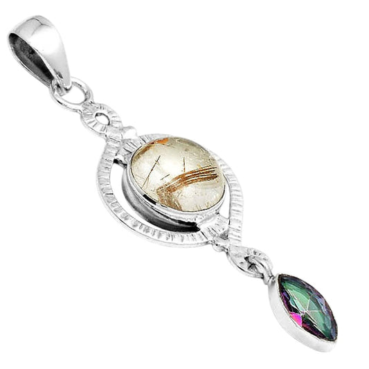 Natural Bronze Rutile and Mystic Topaz Pendant P-1115 SDP155908