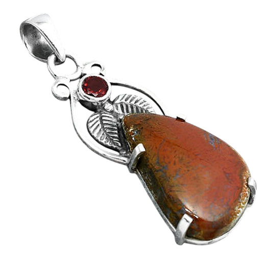Natural Red Moss Agate and Garnet Pendant P-1434 SDP155922
