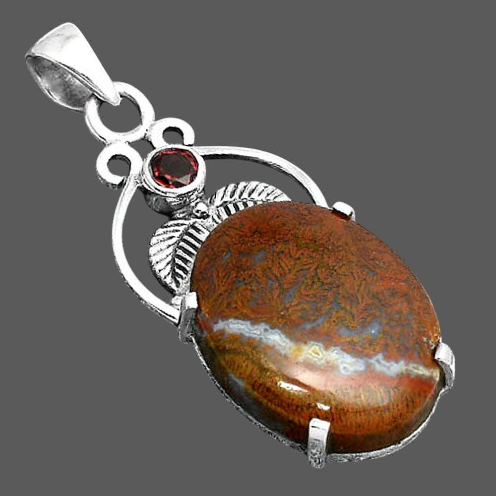 Natural Red Moss Agate and Garnet Pendant P-1434 SDP155923