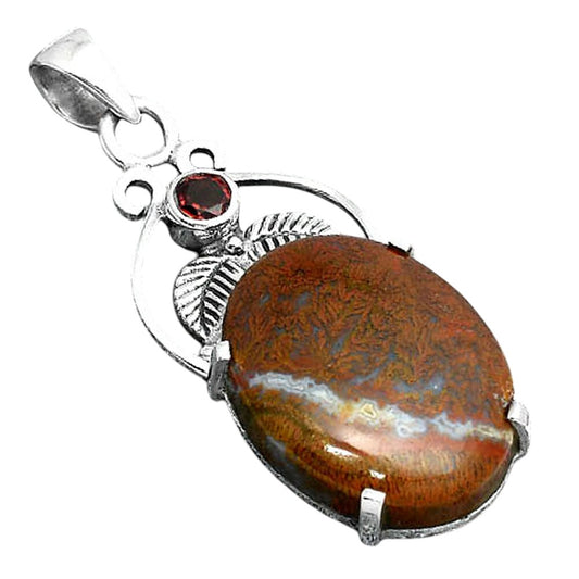 Natural Red Moss Agate and Garnet Pendant P-1434 SDP155923