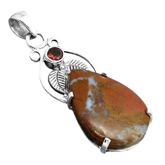 Natural Red Moss Agate and Garnet Pendant P-1434 SDP155932