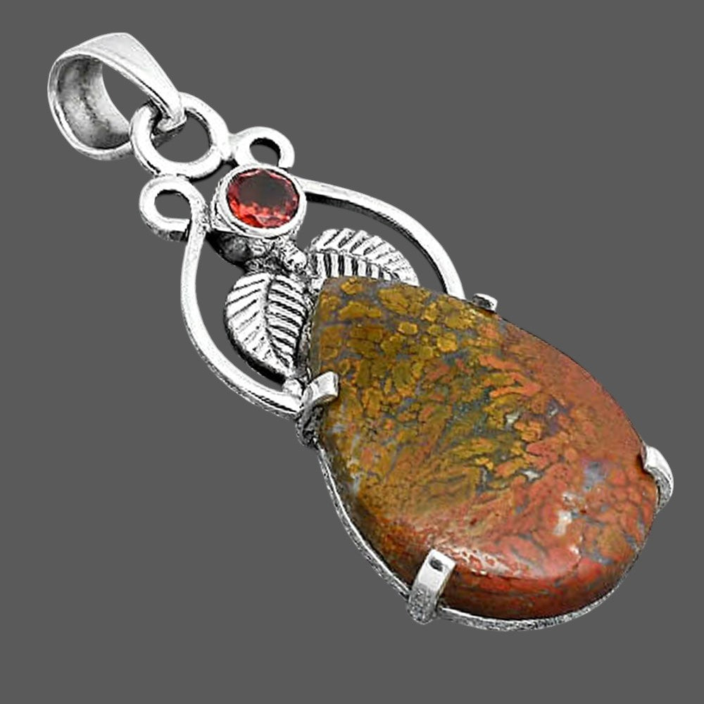 Natural Red Moss Agate and Garnet Pendant P-1434 SDP155934