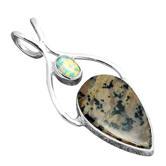 Russian Honey Dendrite Opal & Fire Opal Pendant P-1038 SDP155939