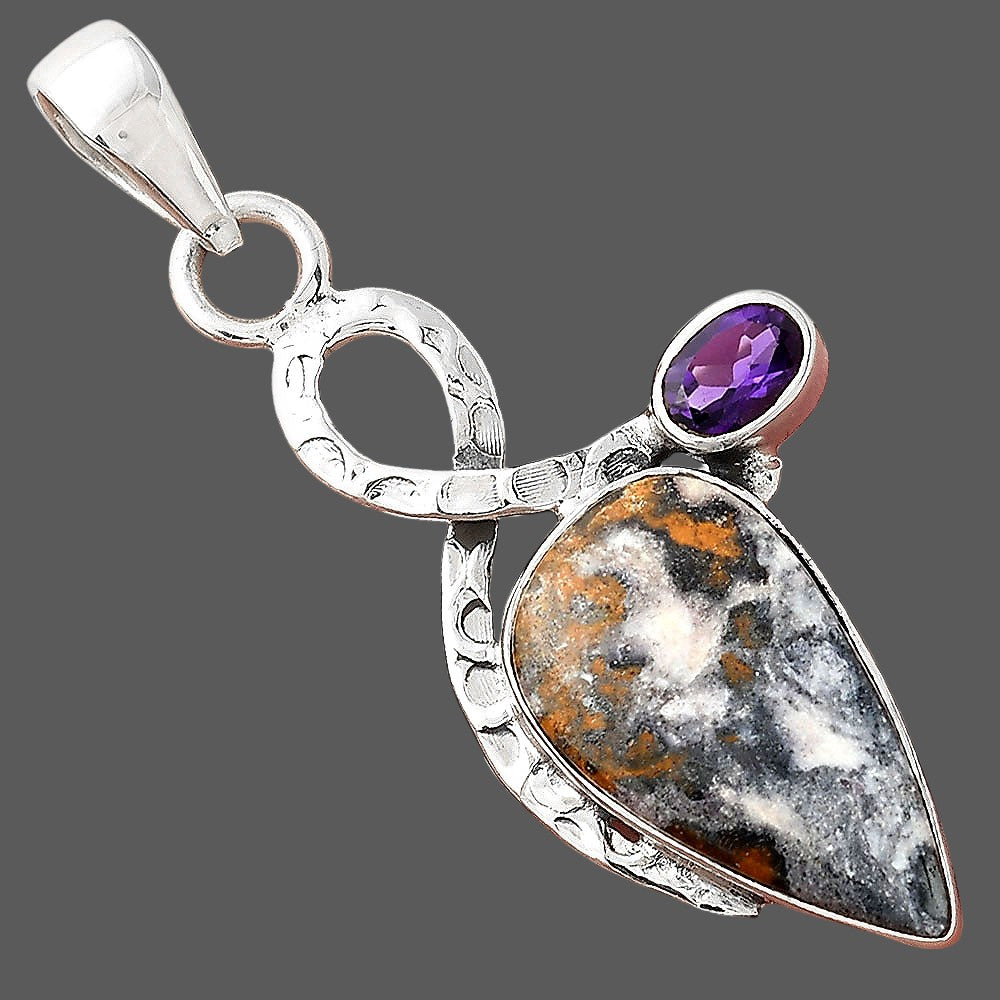 Indian Blanket Jasper & Amethyst Pendant P-1111 SDP156062