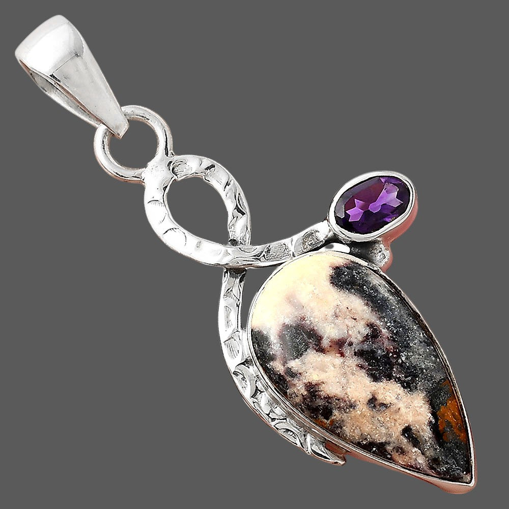 Indian Blanket Jasper & Amethyst Pendant P-1111 SDP156067