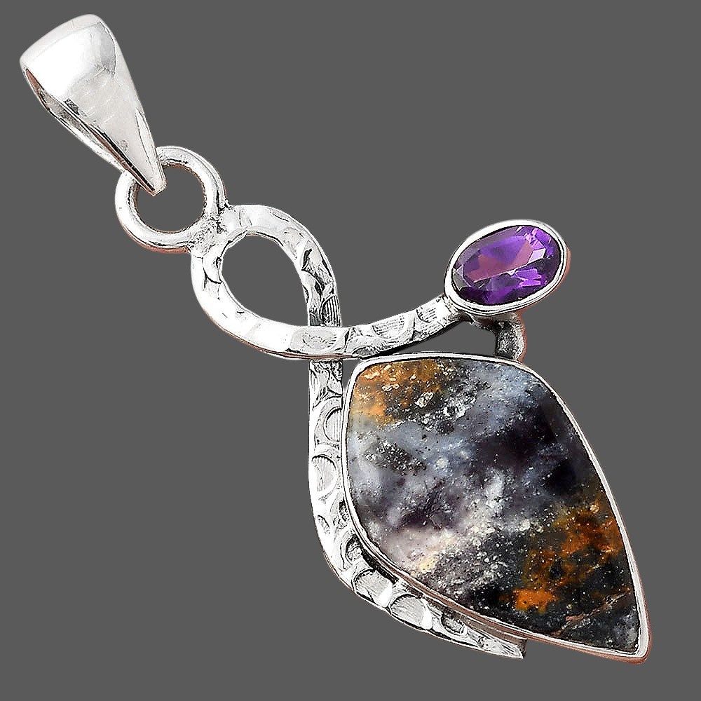 Indian Blanket Jasper & Amethyst Pendant P-1111 SDP156077