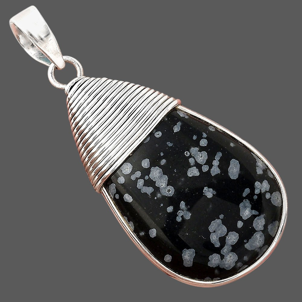Natural Snow Flake Obsidian Pendant P-1411 SDP156080