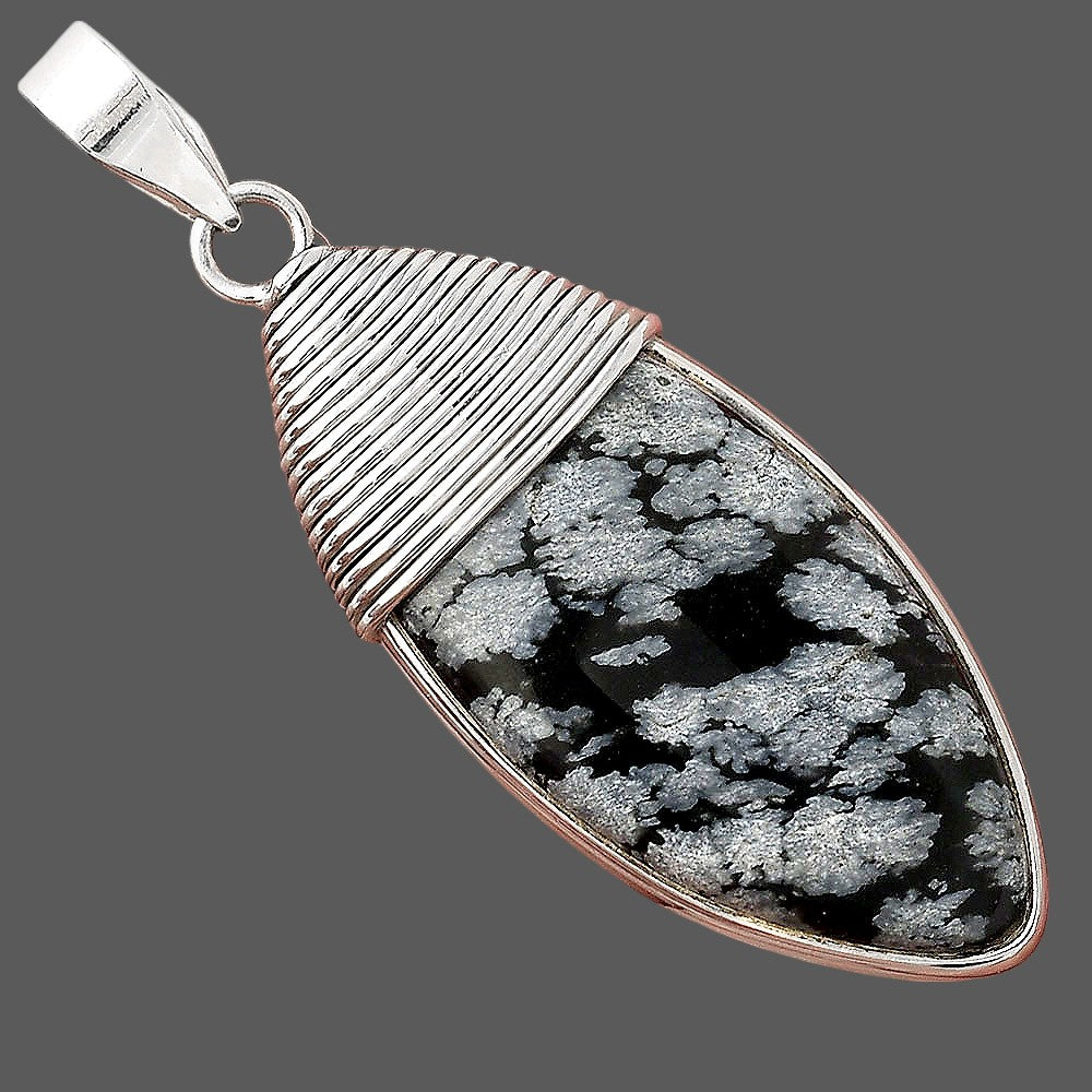 Natural Snow Flake Obsidian Pendant P-1411 SDP156081