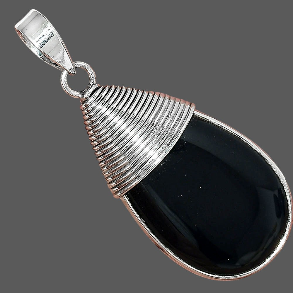 Natural Black Onyx - Brazil Pendant P-1411 SDP156101