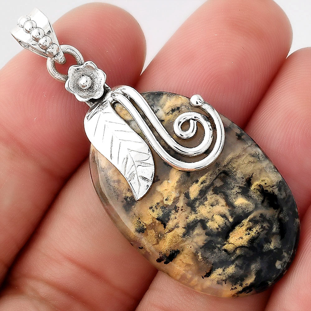 Natural Rose Plume Agate Pendant P-1582 SDP156134