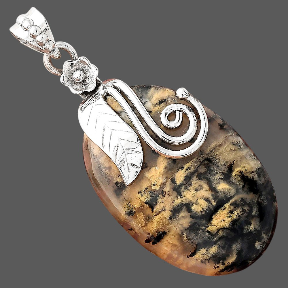 Natural Rose Plume Agate Pendant P-1582 SDP156134