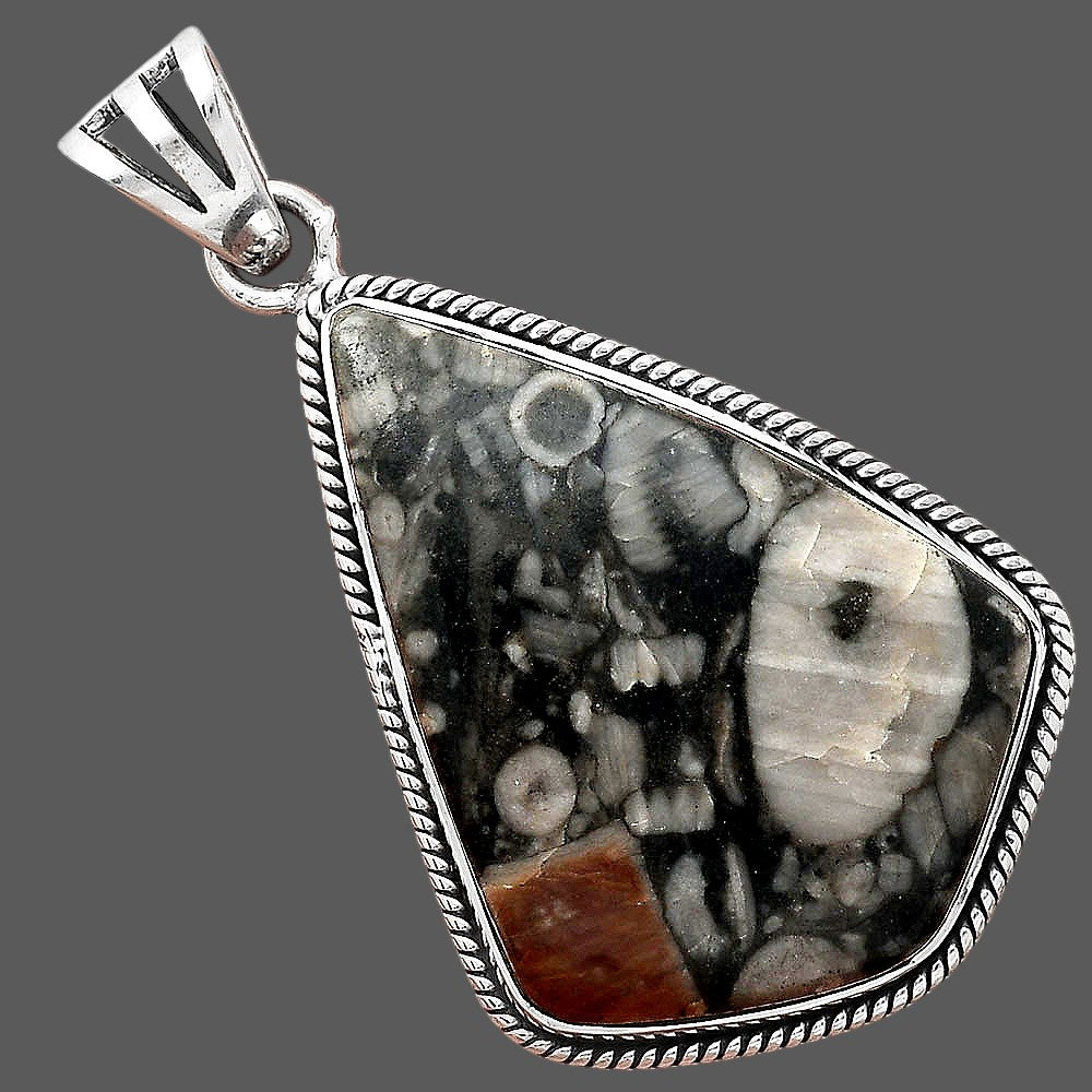 Natural Crinoid Fossil Coral Pendant P-1056 SDP156174