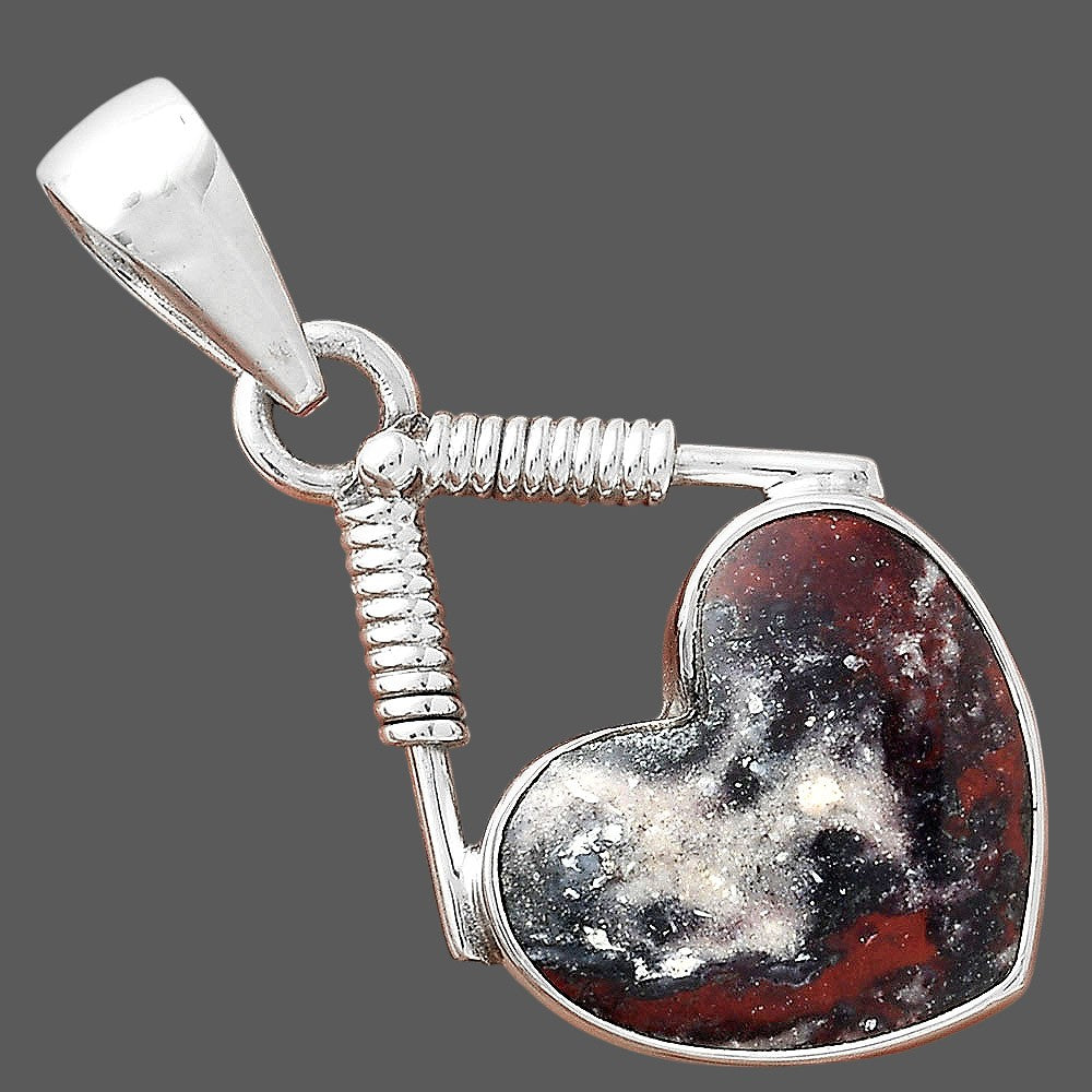 Heart Natural Indian Blanket Jasper Pendant P-1600 SDP156258