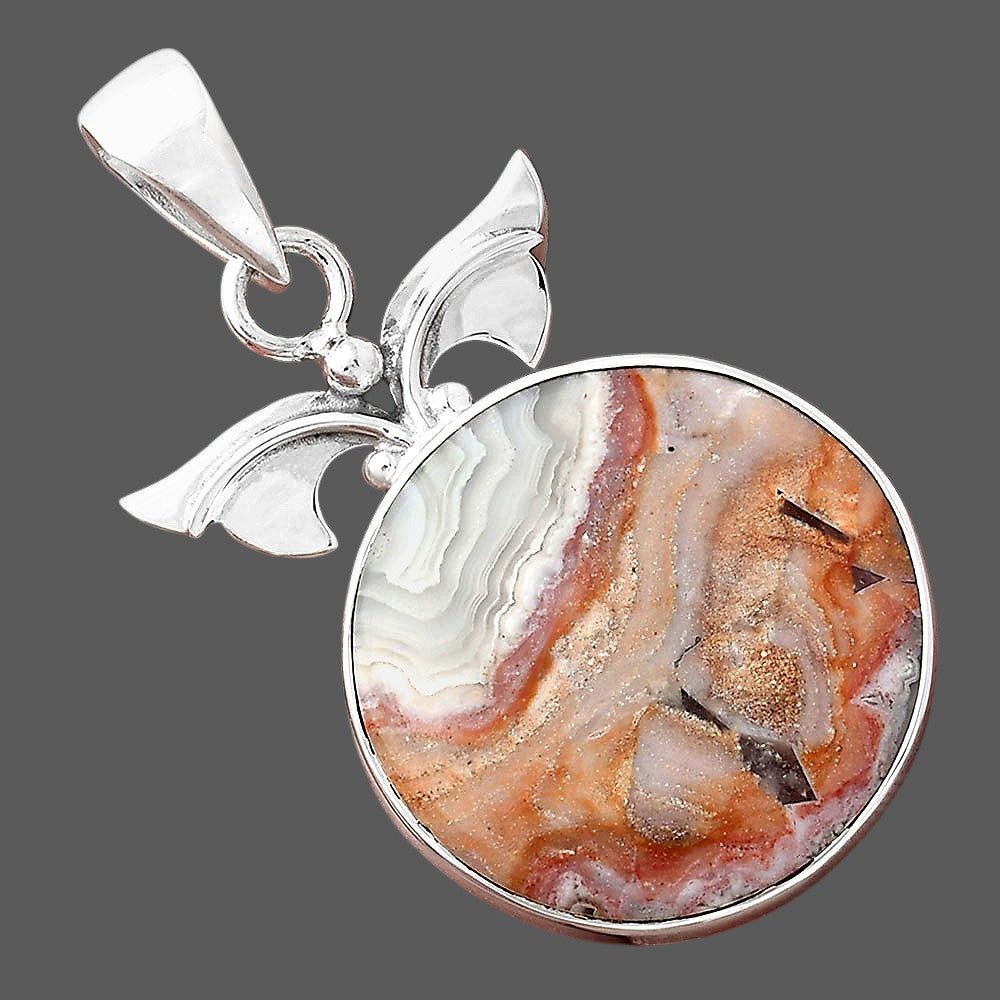 Natural Laguna Lace Agate - Mexican Pendant P-1547 SDP156420
