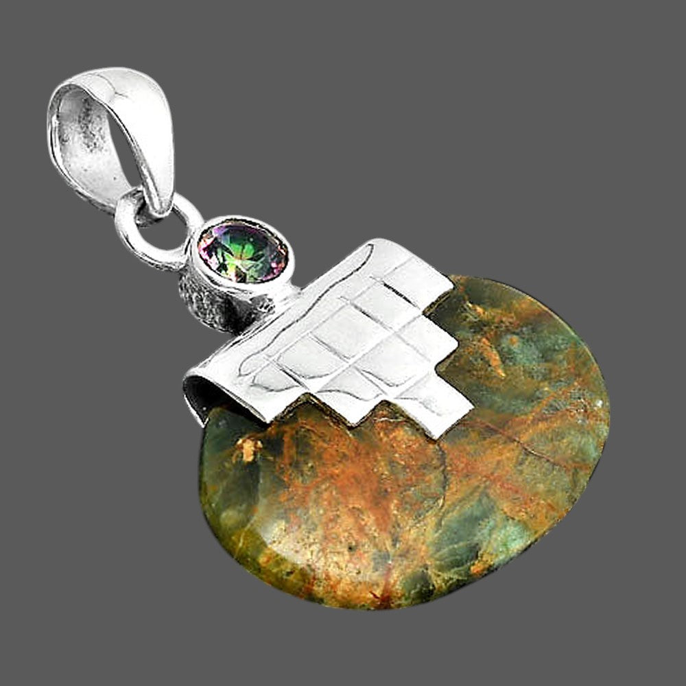 Turkish Rainforest Chrysocolla & Mystic Topaz Pendant P-1653 SDP156754