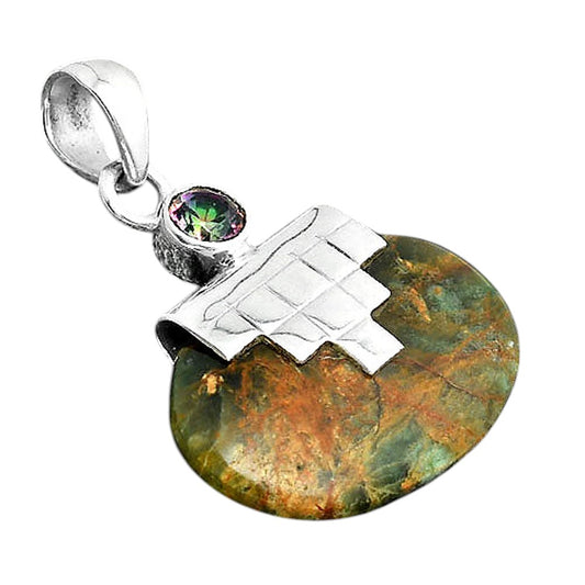 Turkish Rainforest Chrysocolla & Mystic Topaz Pendant P-1653 SDP156754