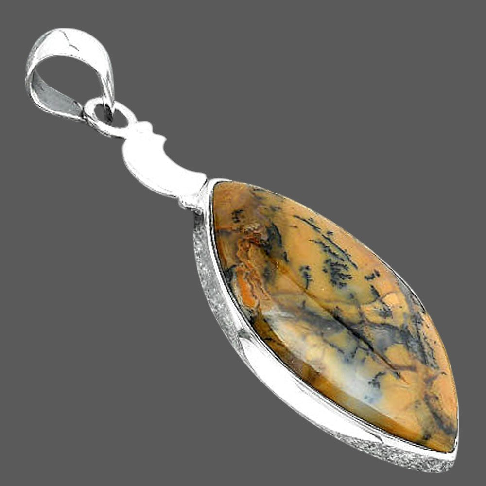 Crescent Moon - Amethyst Sage Agate Pendant P-1368 SDP156868