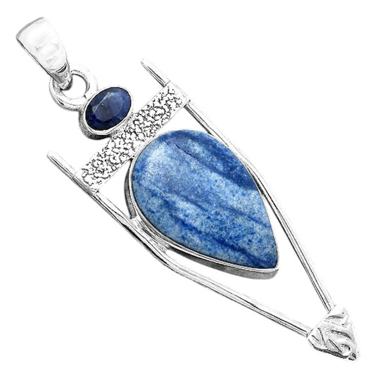 Dumortierite Quartz & Black Onyx Pendant P-1360 SDP156882